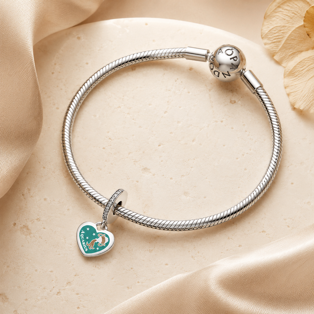 Aquarius Heart Dangle Charm