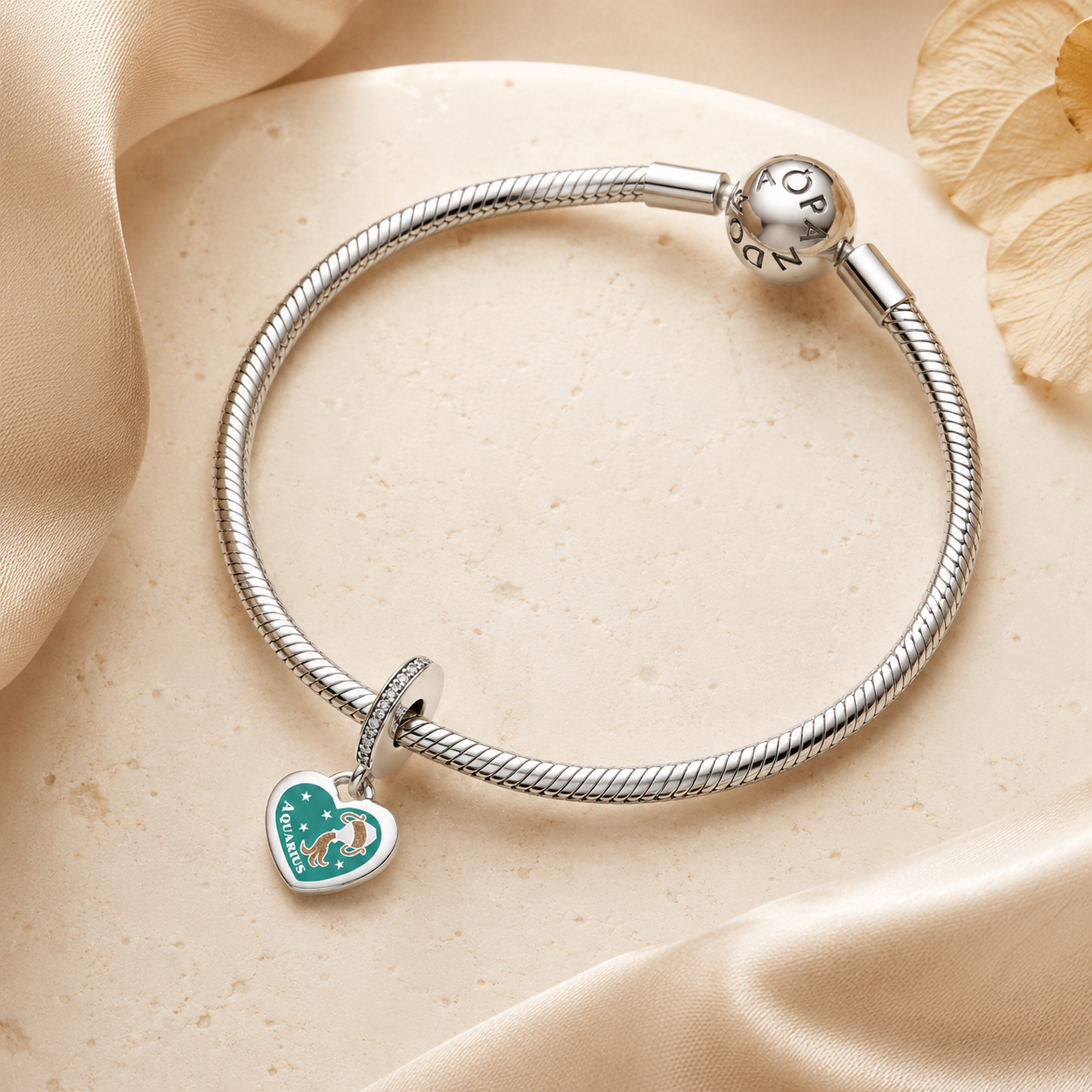 Aquarius Heart Dangle Charm