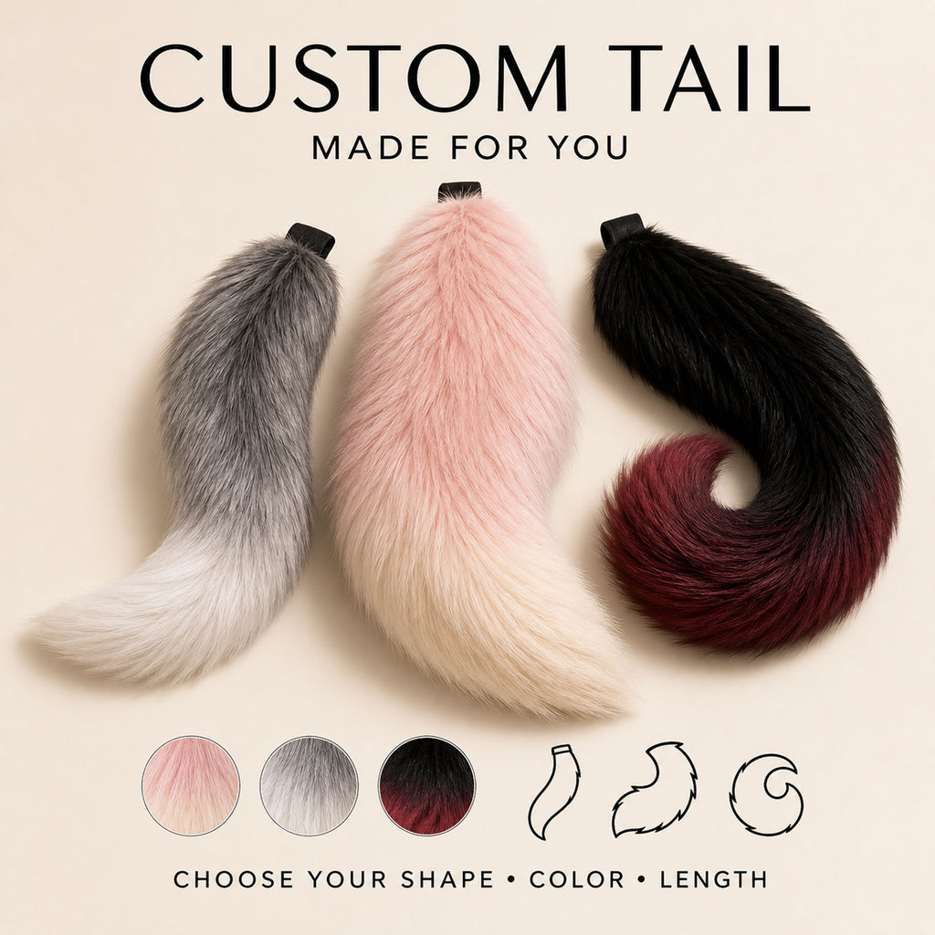 Custom Handmade Cosplay Tail – Choose Shape, Color, Length & Wire Core