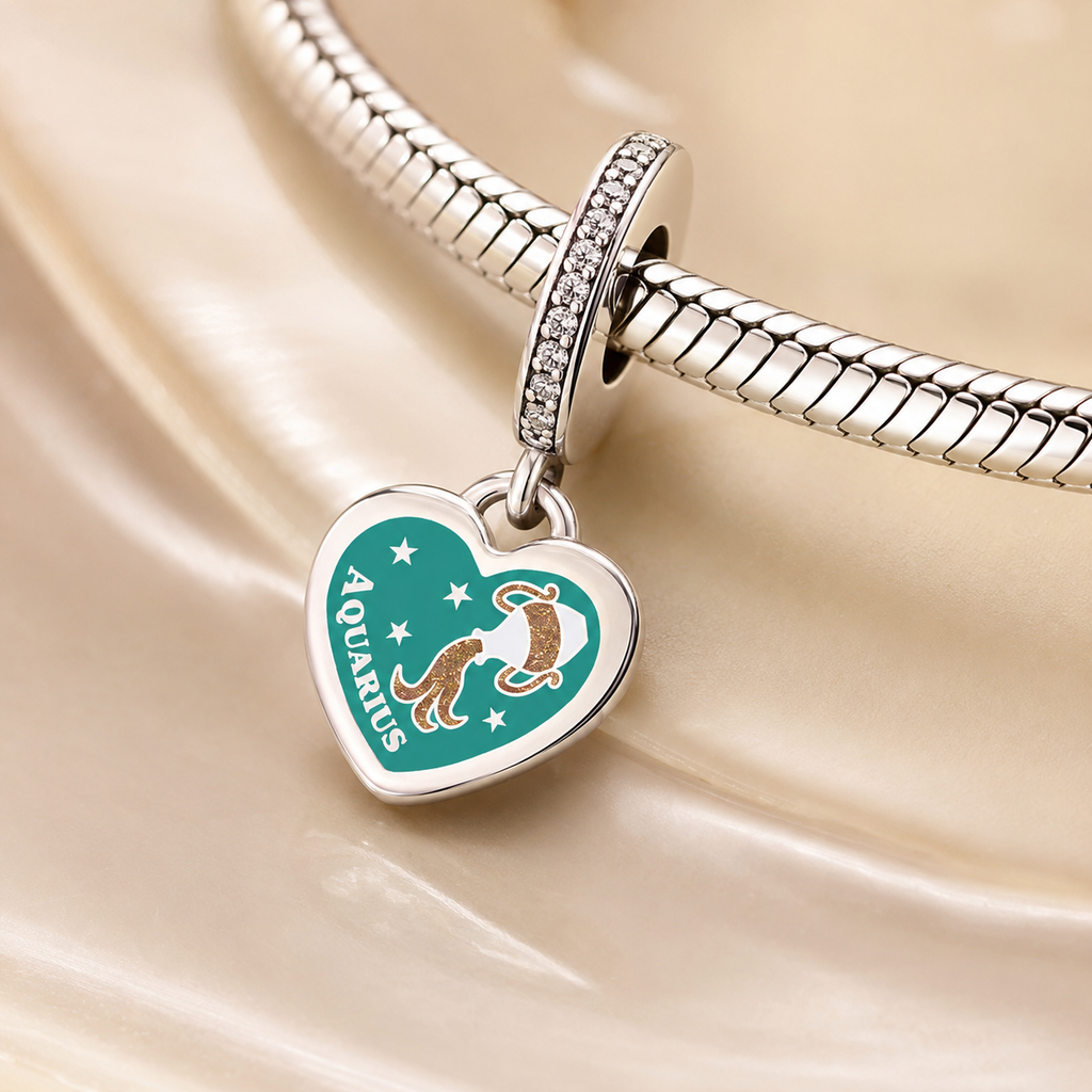Aquarius Heart Dangle Charm