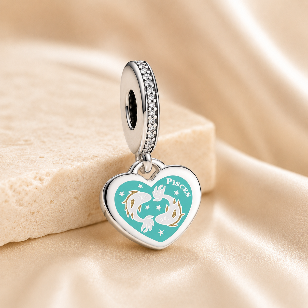 Pisces Heart Dangle Charm