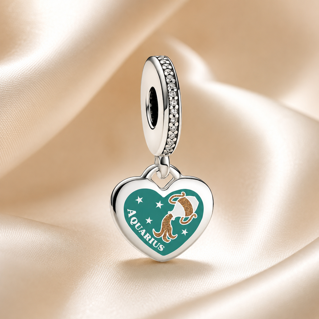 Aquarius Heart Dangle Charm