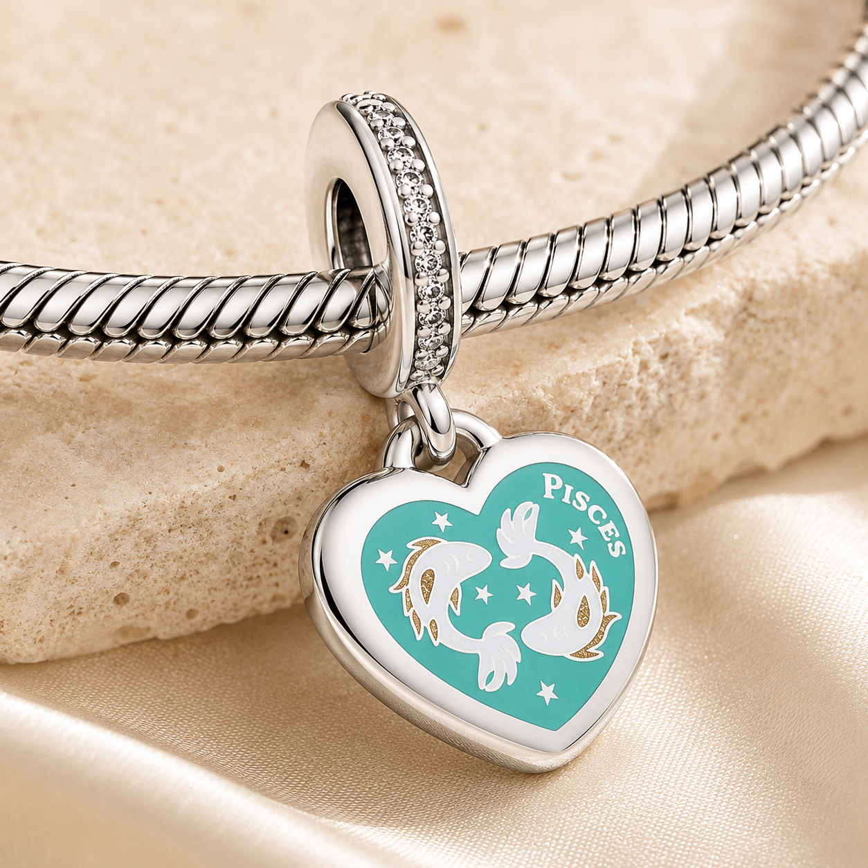 Pisces Heart Dangle Charm