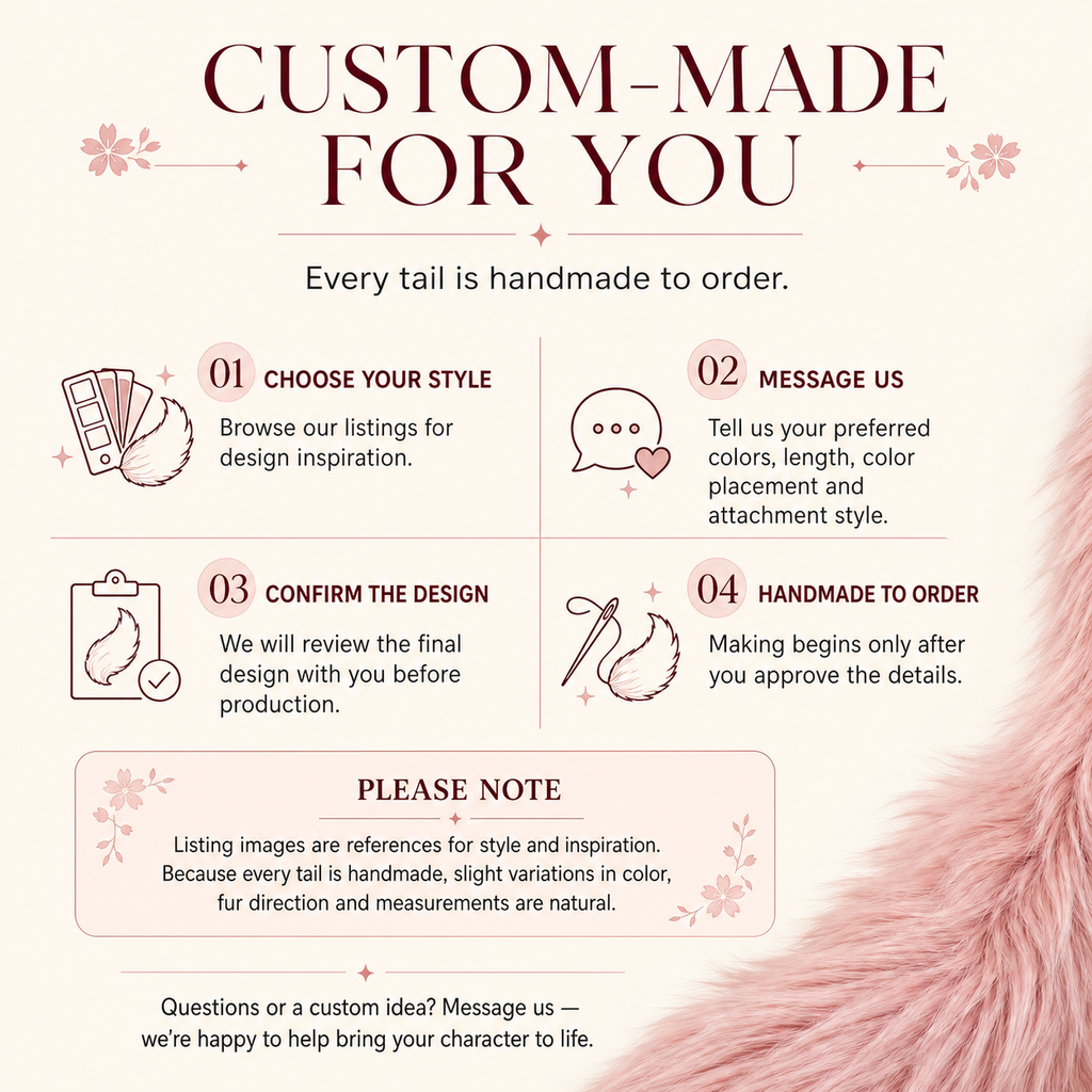 Sakura Pink Faux Fur Fox Tail | Handmade Kitsune Cosplay