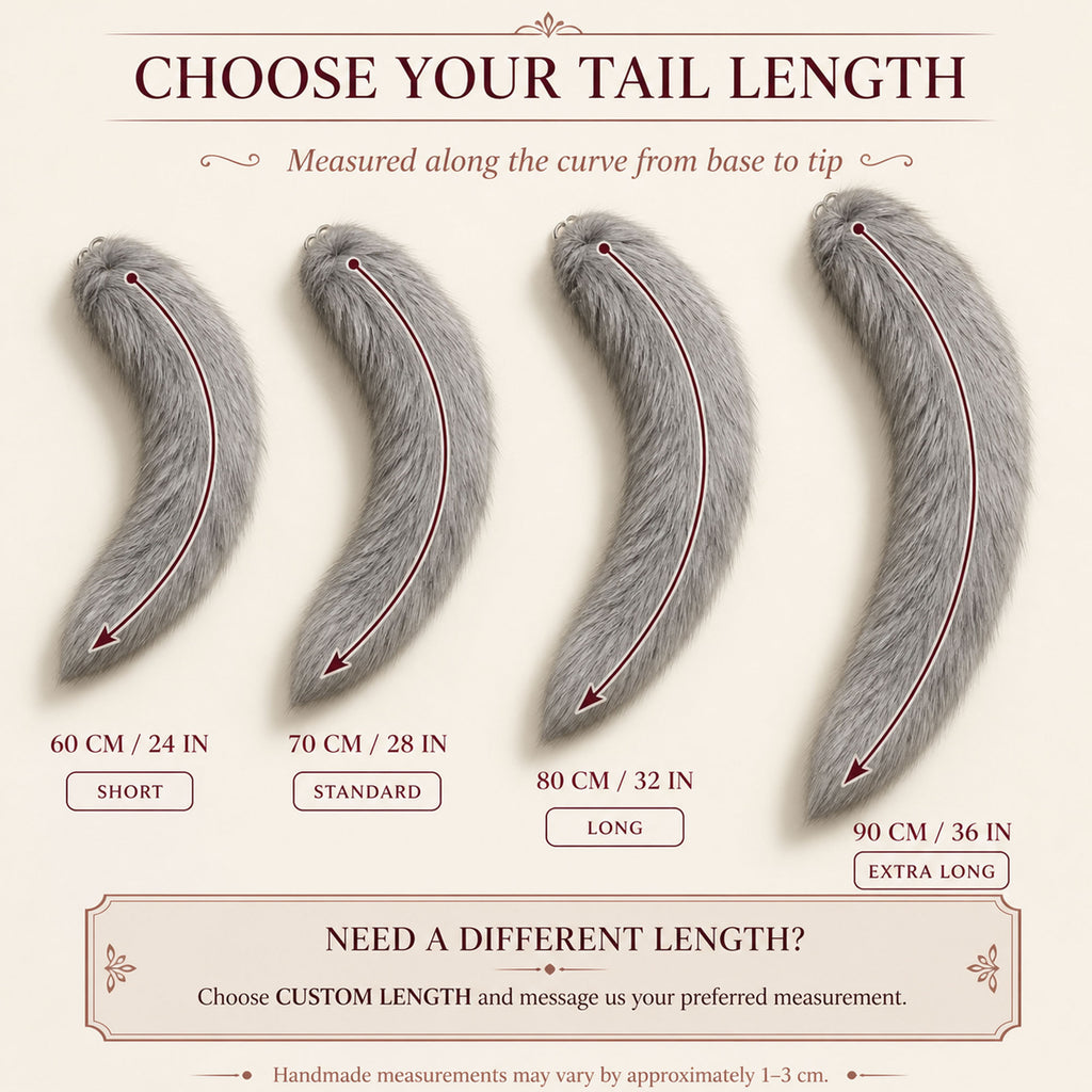 Custom Handmade Cosplay Tail – Choose Shape, Color, Length & Wire Core