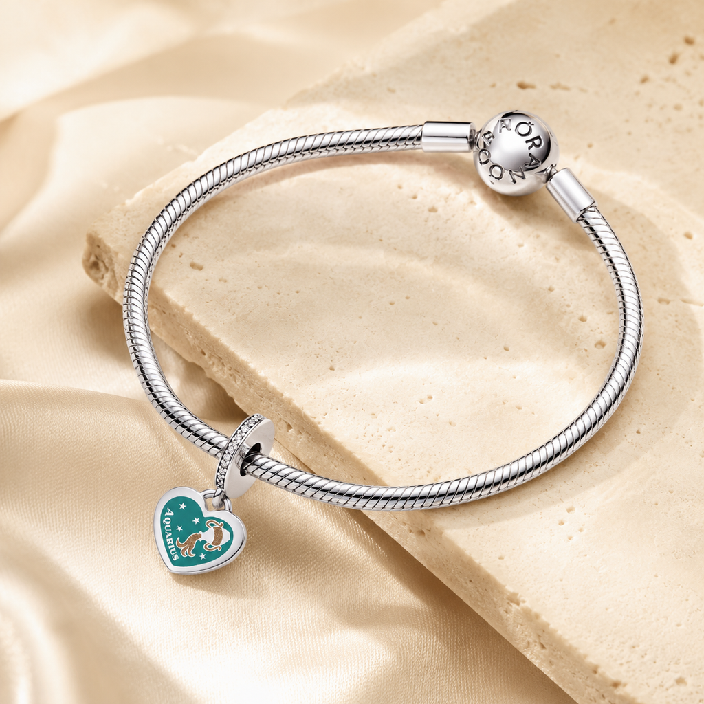 Aquarius Heart Dangle Charm