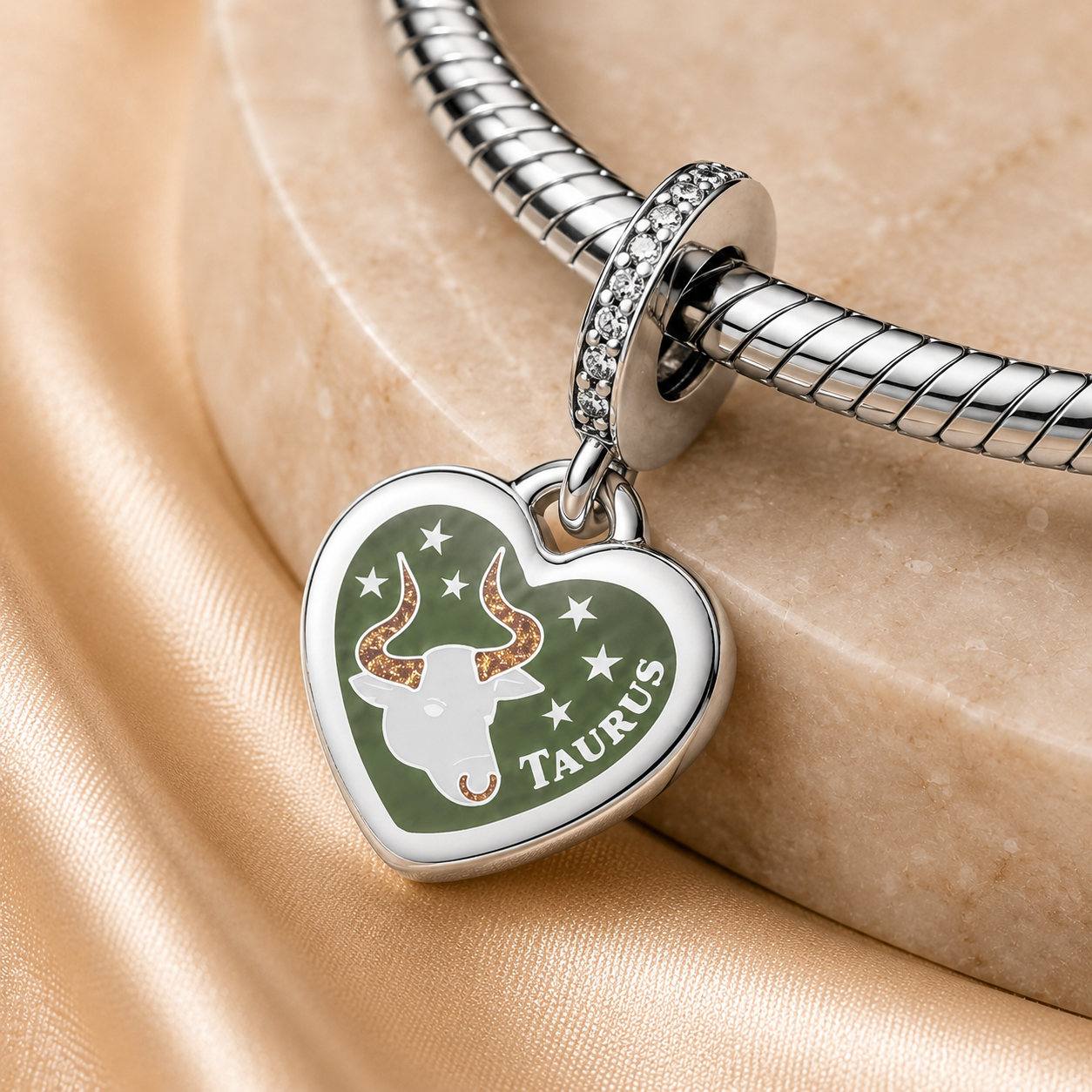 Taurus Heart Dangle Charm