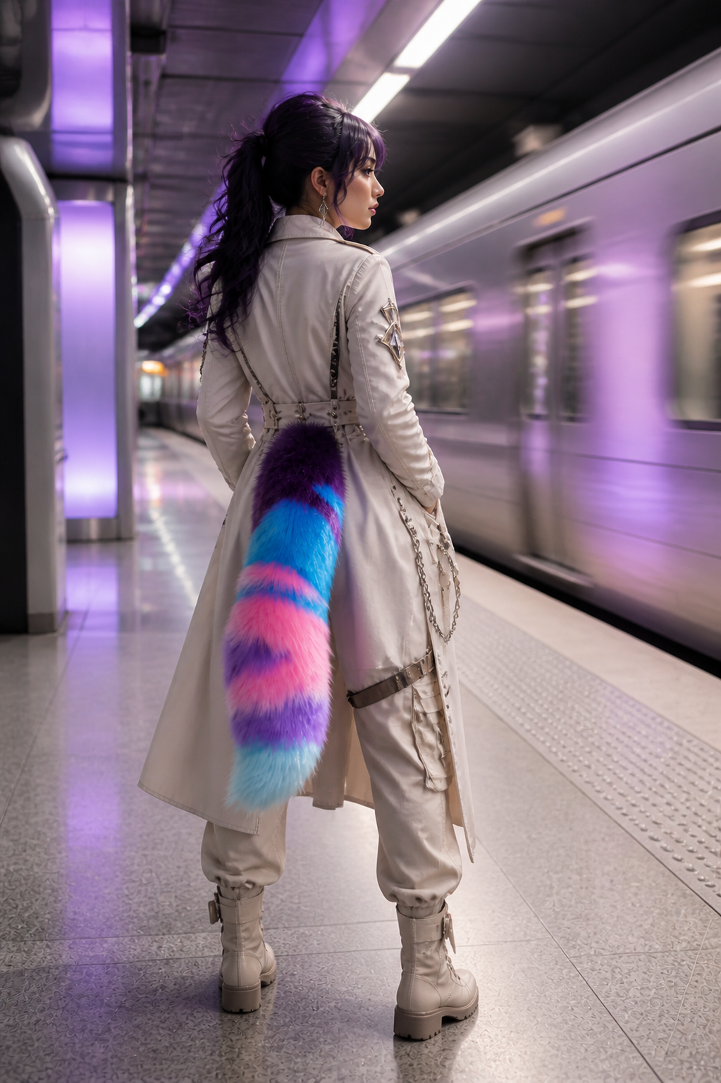 Starlight Galaxy Faux Fur Cosplay Tail – Handmade Fantasy Costume Tail（副本）