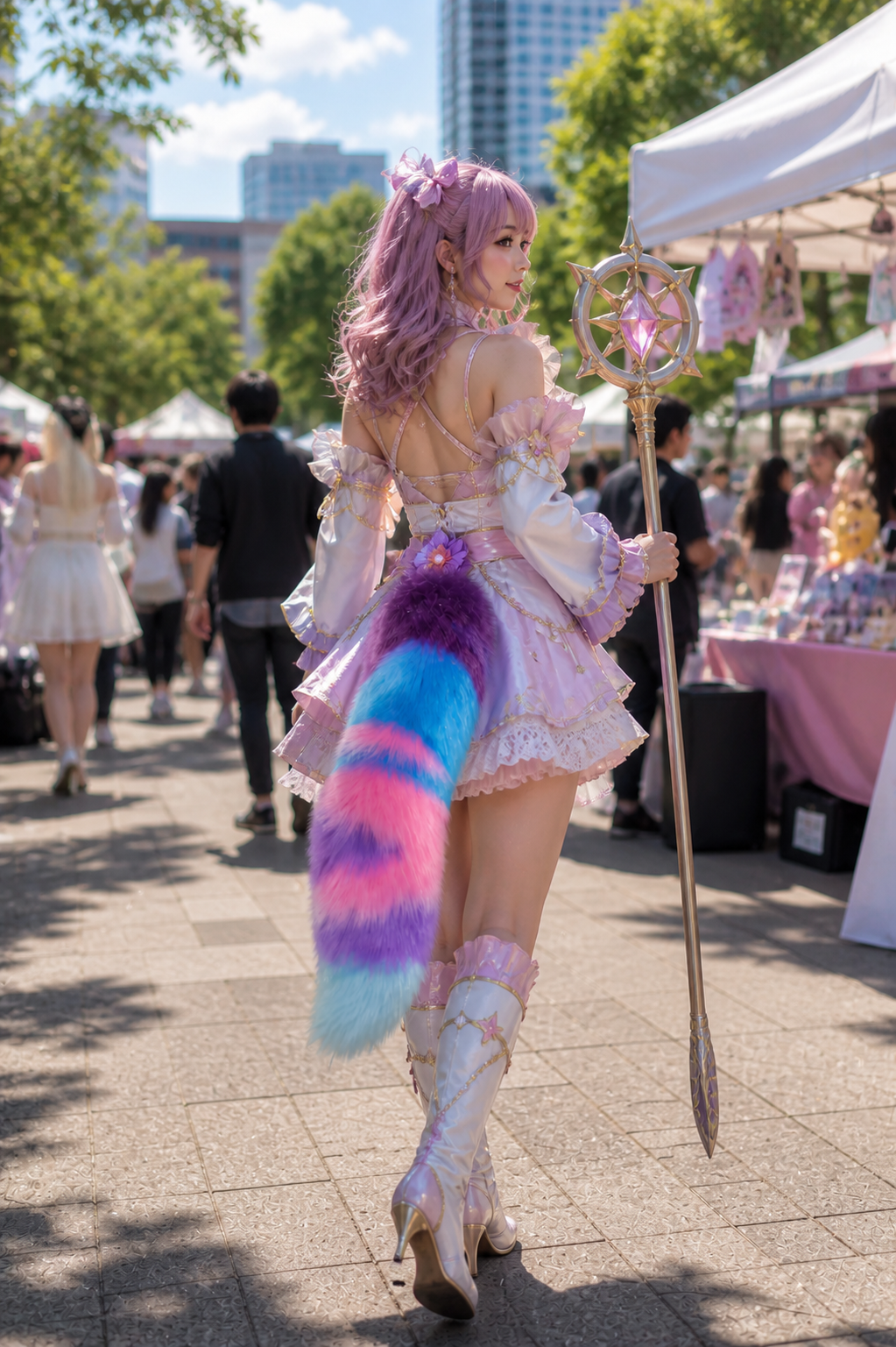 Starlight Galaxy Faux Fur Cosplay Tail – Handmade Fantasy Costume Tail（副本）