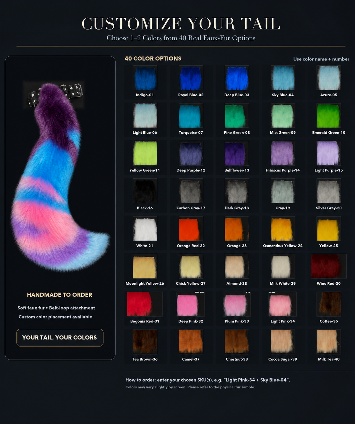 Starlight Galaxy Faux Fur Cosplay Tail – Handmade Fantasy Costume Tail