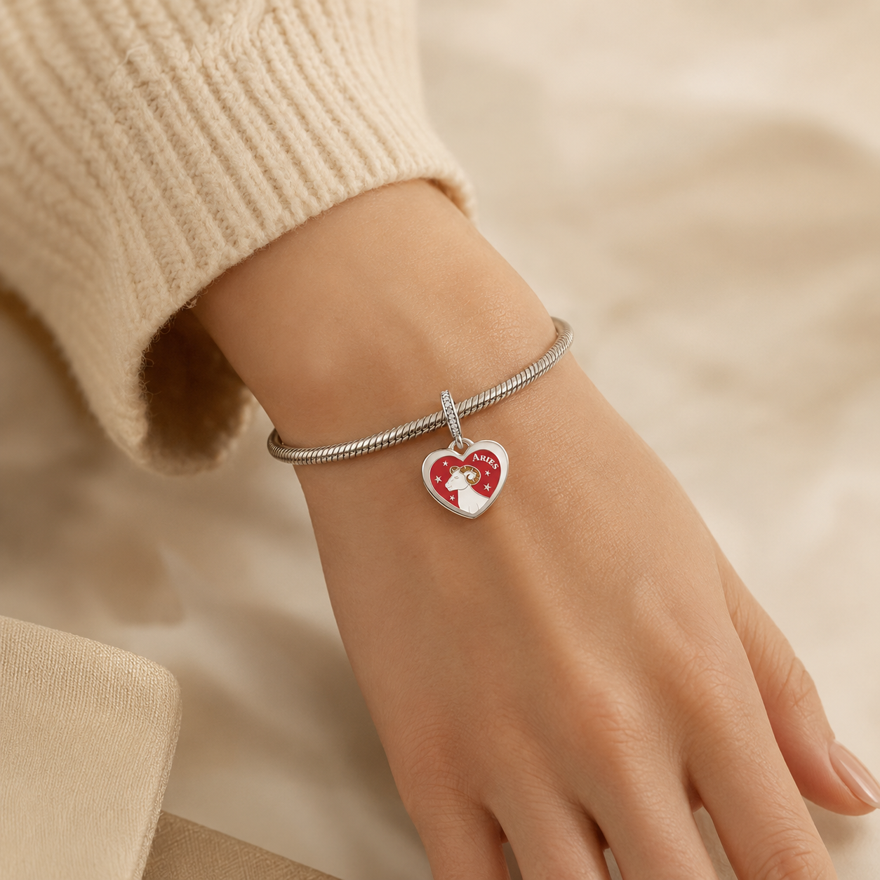 Aries Heart Dangle Charm