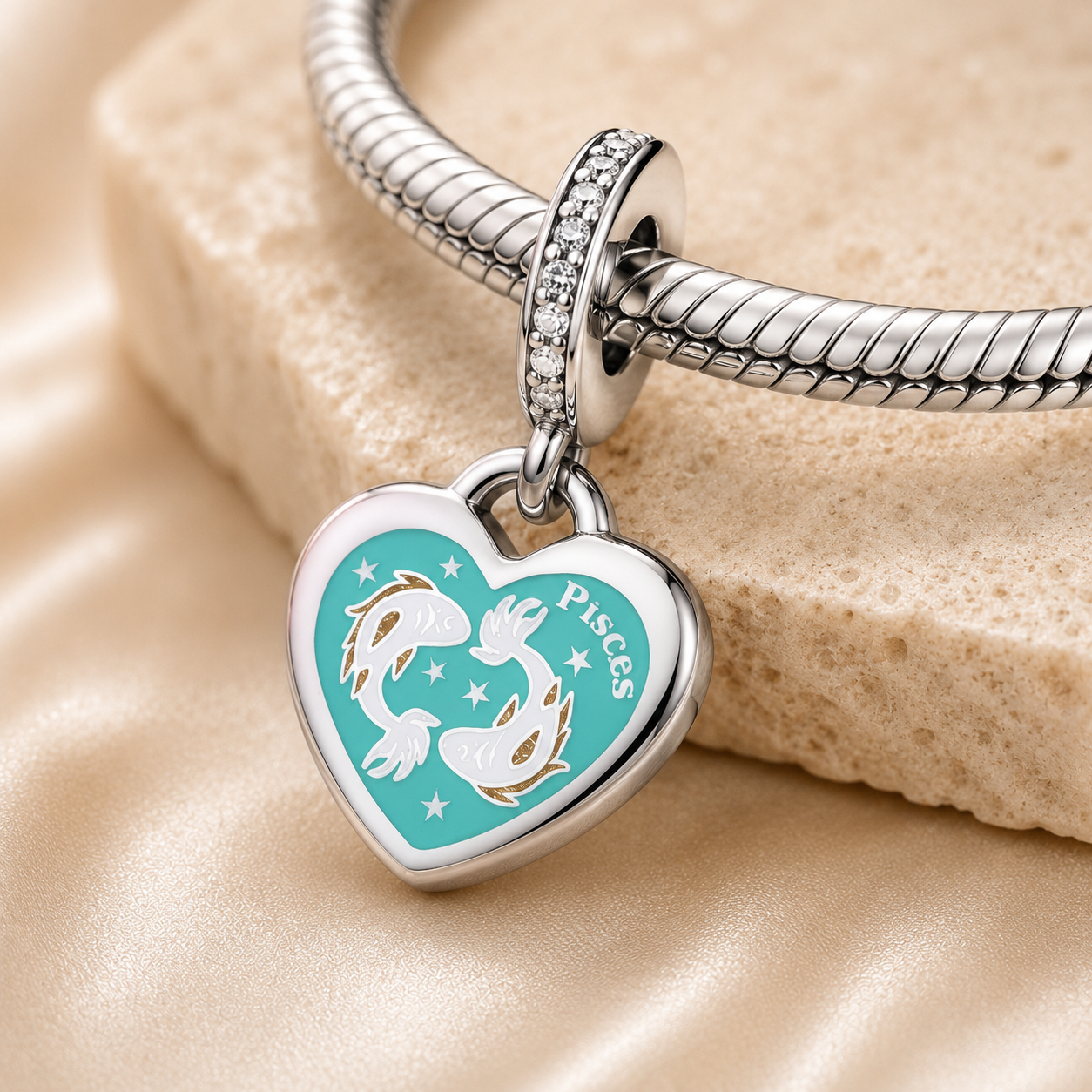 Pisces Heart Dangle Charm