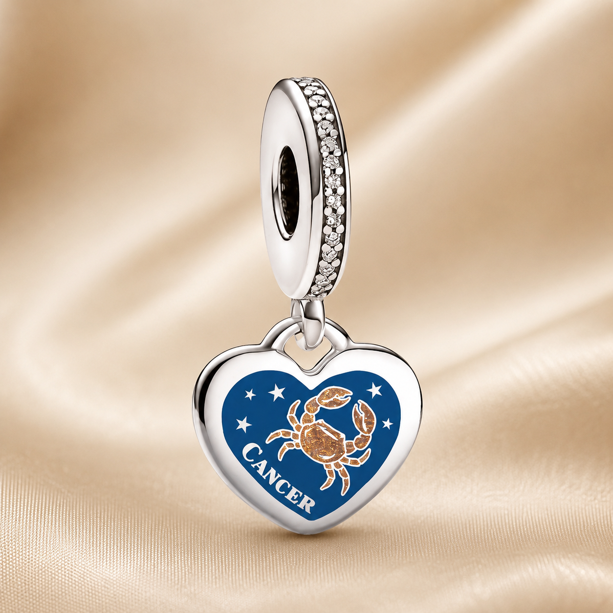 Cancer Heart Dangle Charm