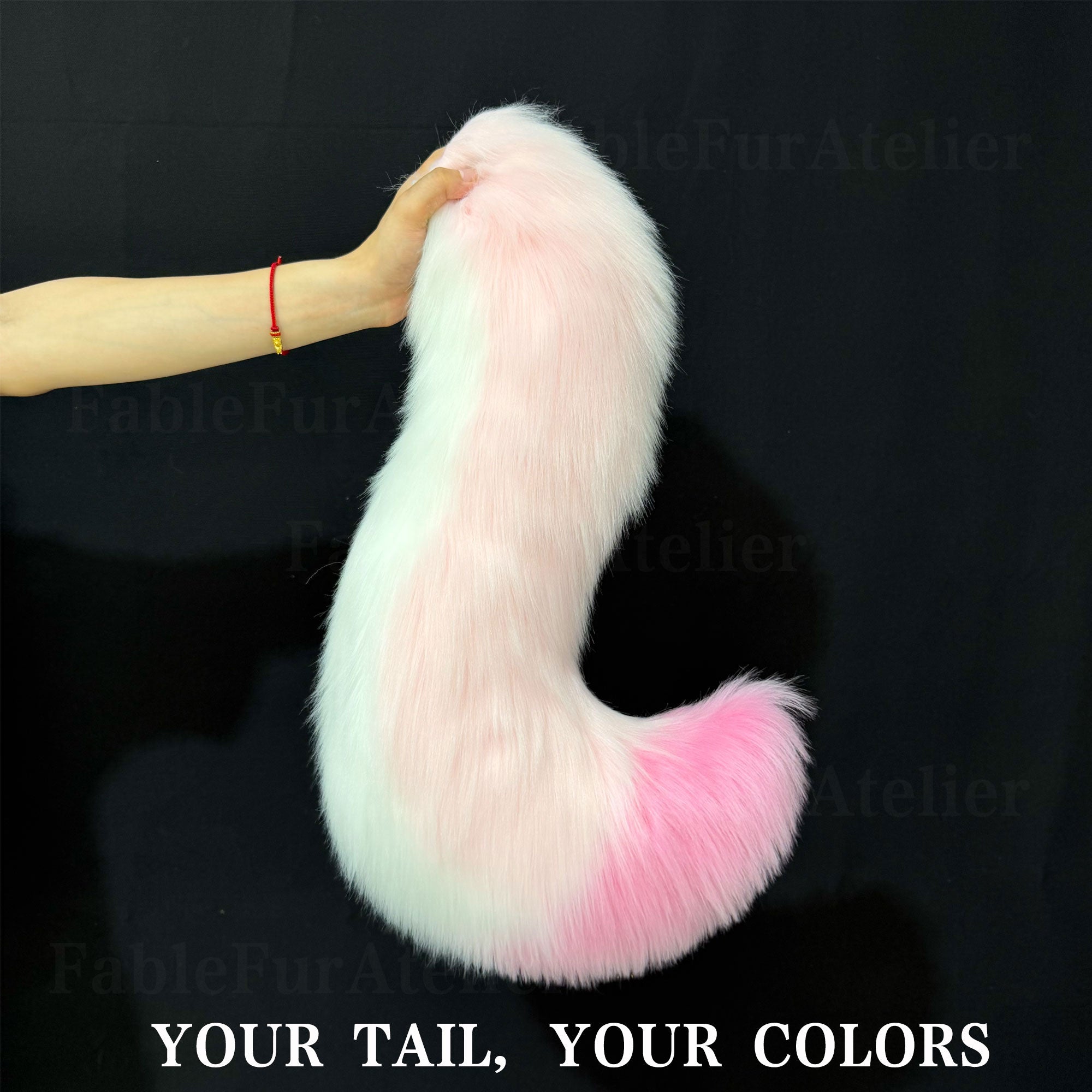 Pastel Pink & Mint Faux Fur Fox Tail – Handmade Cosplay Costume Tail