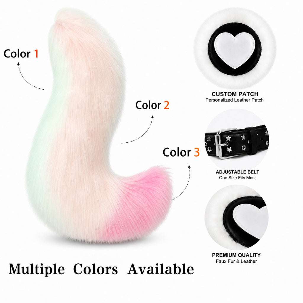 Pastel Pink & Mint Faux Fur Fox Tail – Handmade Cosplay Costume Tail