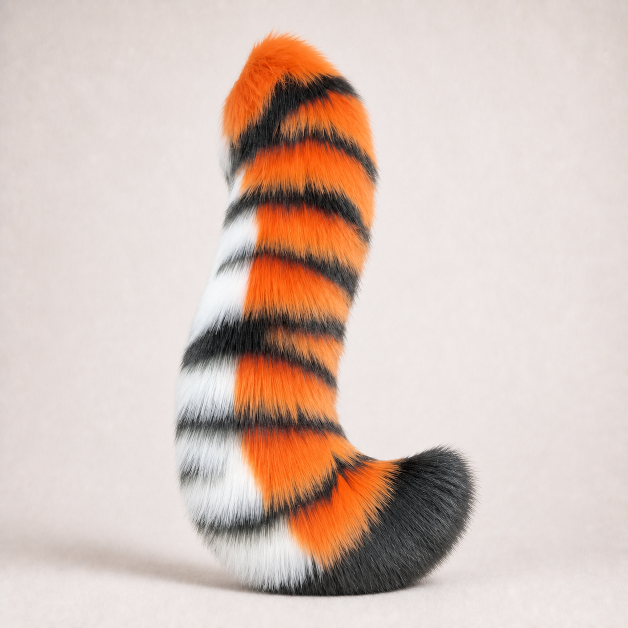 Orange Tiger Faux Fur Cosplay Tail – Handmade Striped Costume Tail